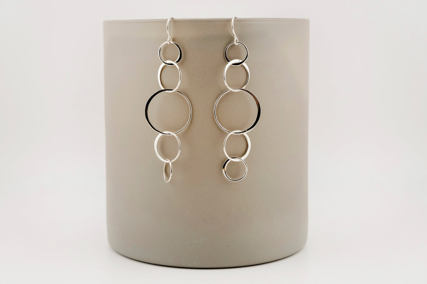 Earrings, Silver Chain Five Link