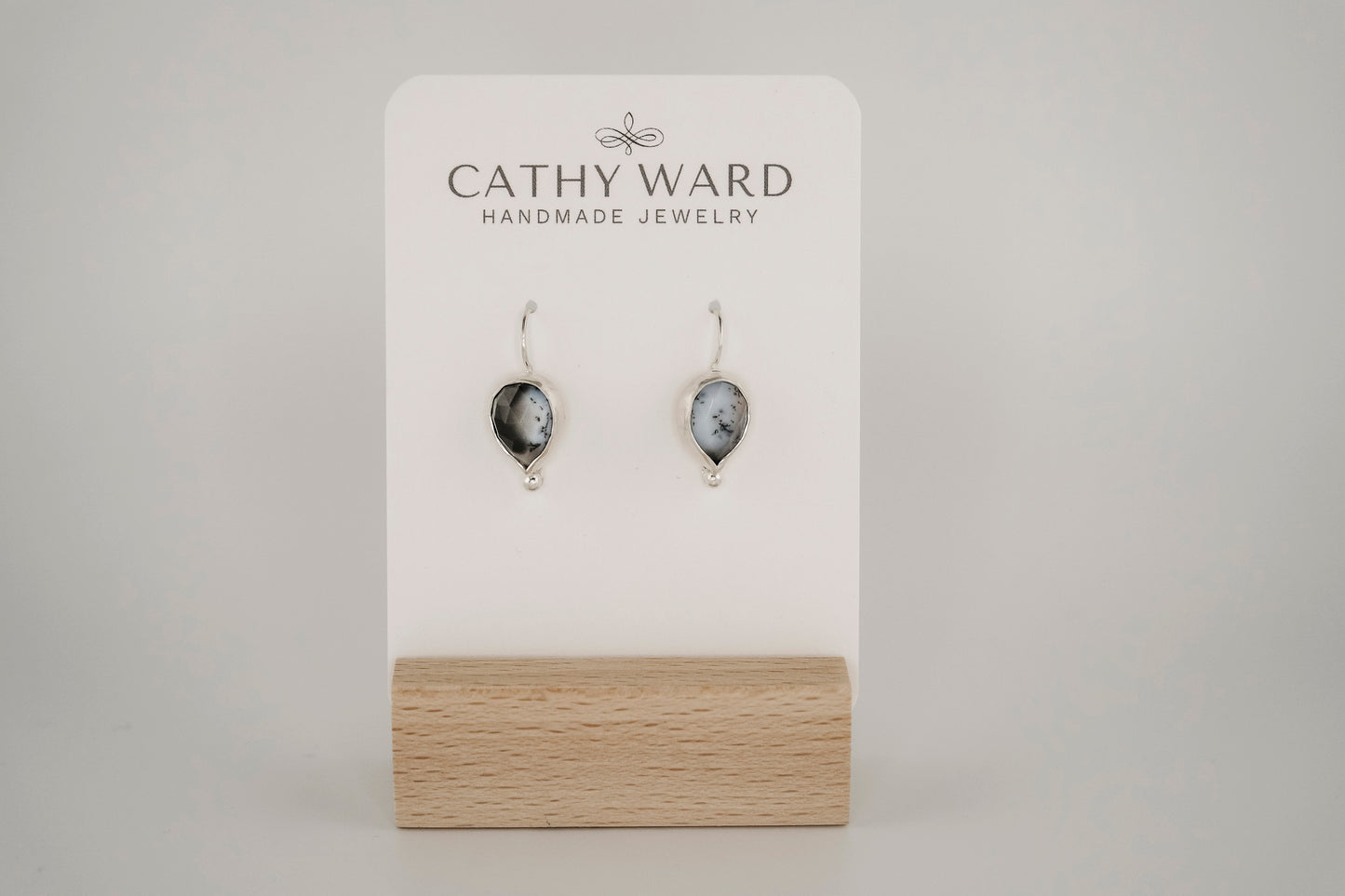 Earrings, Silver Dendritic Opal Drop Earrings