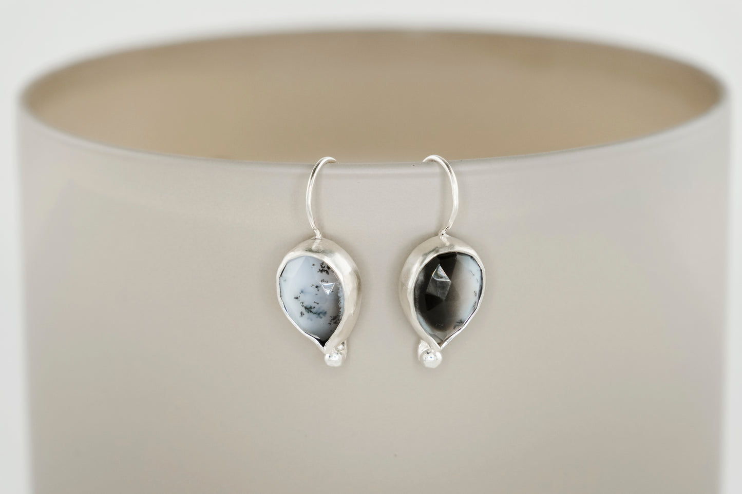 Earrings, Silver Dendritic Opal Drop Earrings