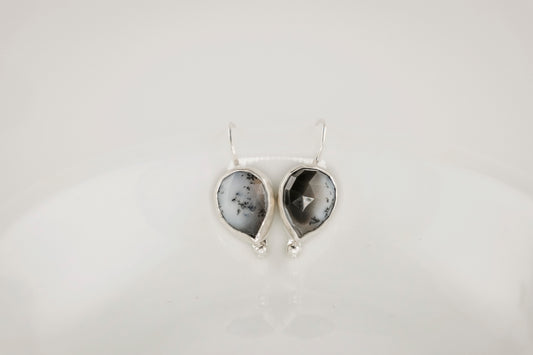 Earrings, Silver Dendritic Opal Drop Earrings