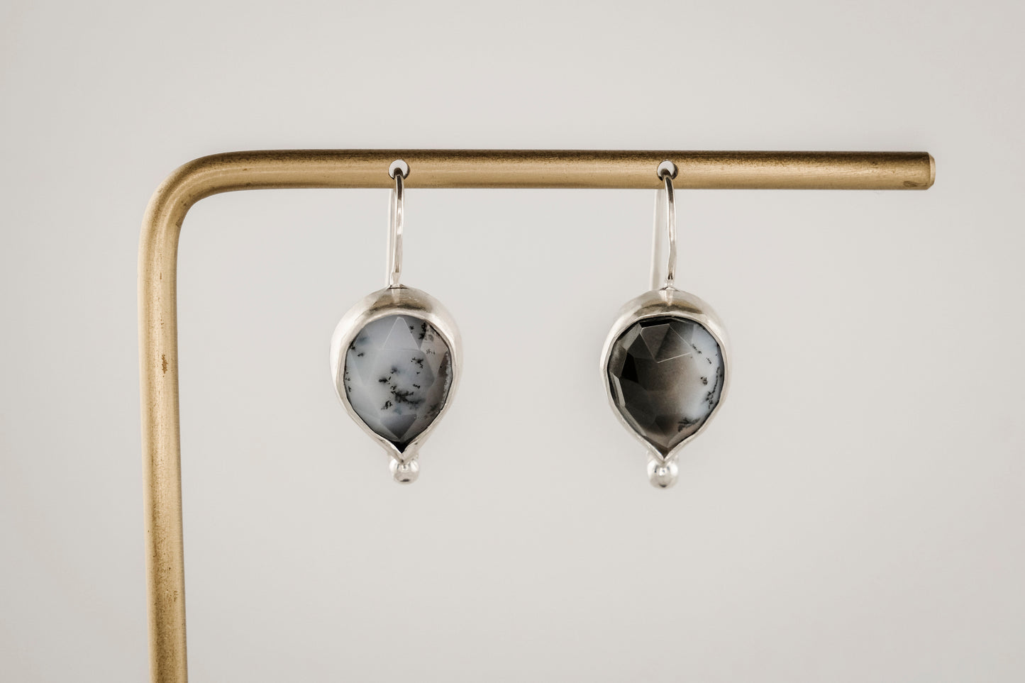 Earrings, Silver Dendritic Opal Drop Earrings