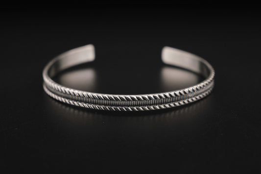 Bracelet, Sterling Silver Engraved Twist Cuff