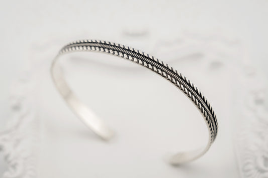 Bracelet, Sterling Silver Engraved Twist Cuff