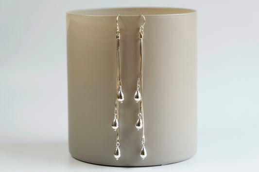 Earrings, Silver Long Dangle Statement Earrings