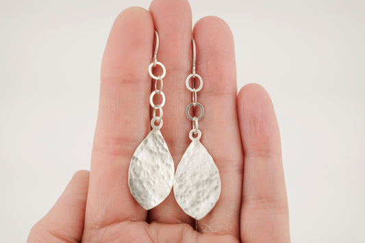 Earrings, Silver Raindrop Dangle Earrings