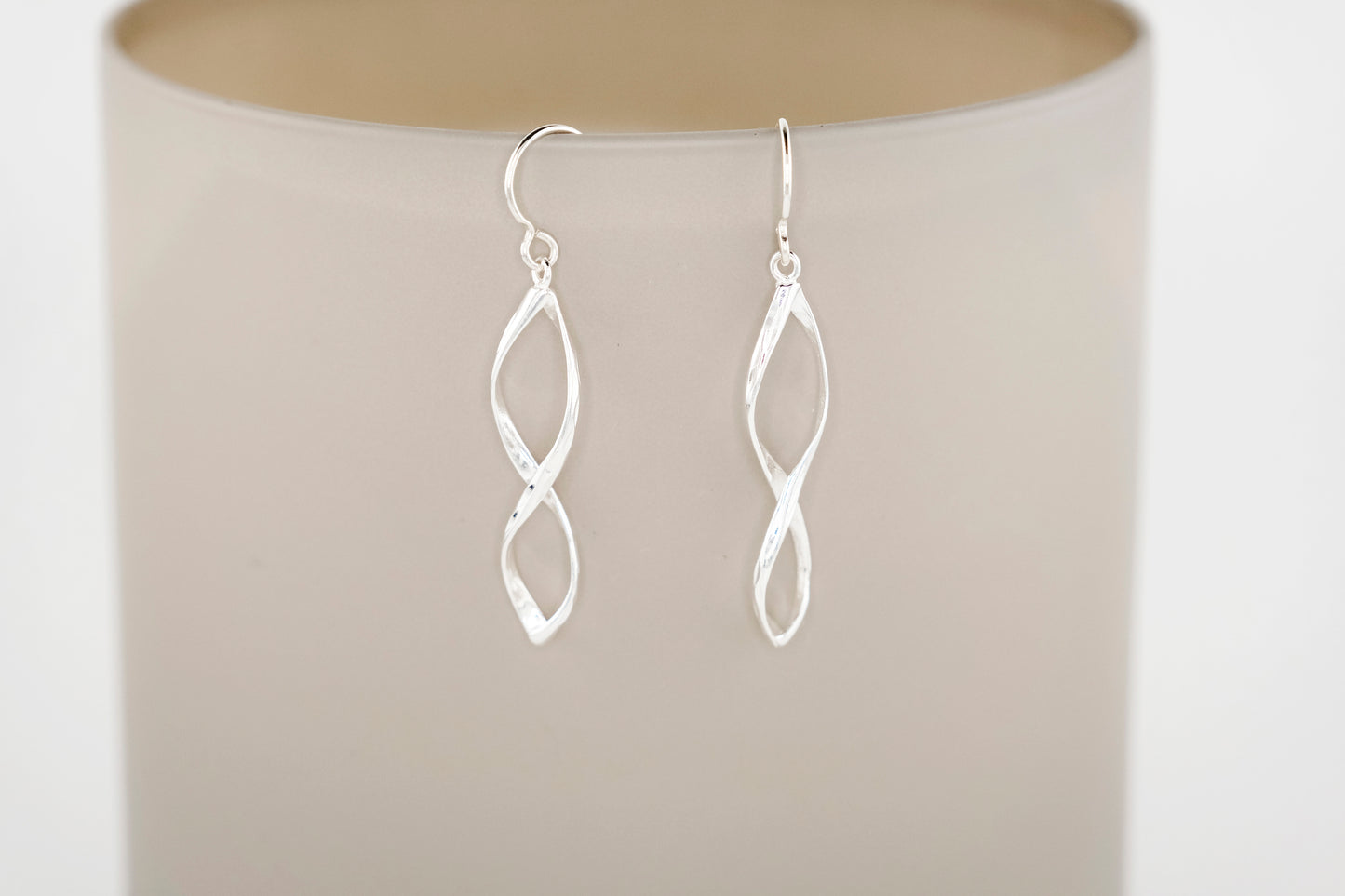 Earrings, Silver Spiral Dangle Earrings