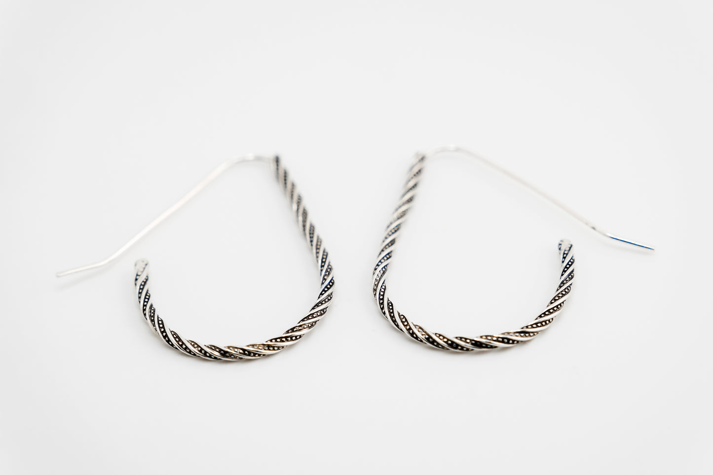 Earrings, Silver Teardrop Hoop Earrings {Sterling Silver Twist}