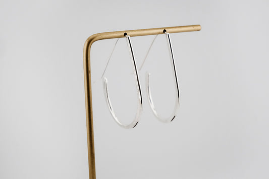 Earrings, Silver Teardrop Hoop Earrings {Hammered Sterling Silver}