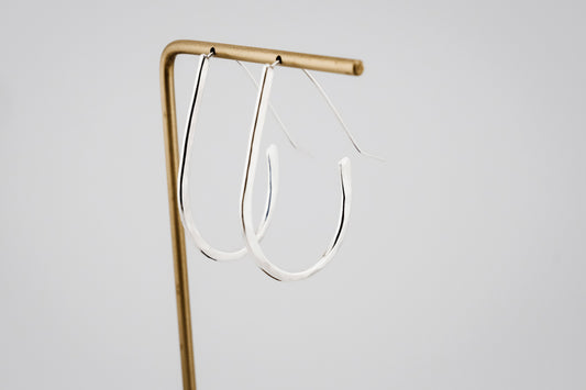 Earrings, Silver Teardrop Hoop Earrings {Hammered Sterling Silver}