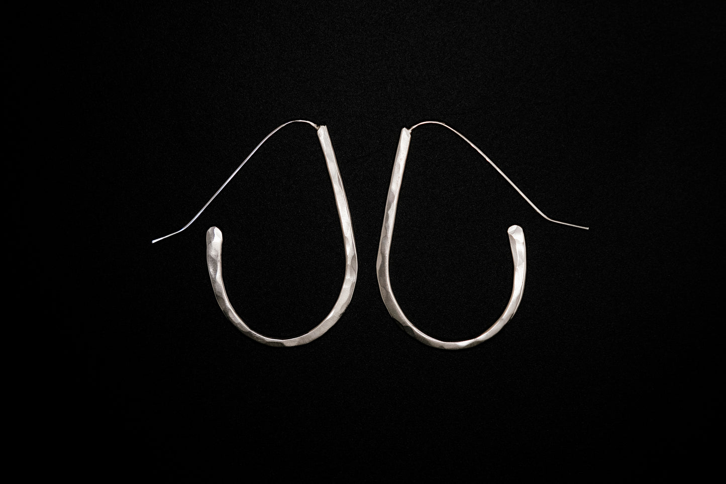 Earrings, Silver Teardrop Hoop Earrings {Hammered Sterling Silver}