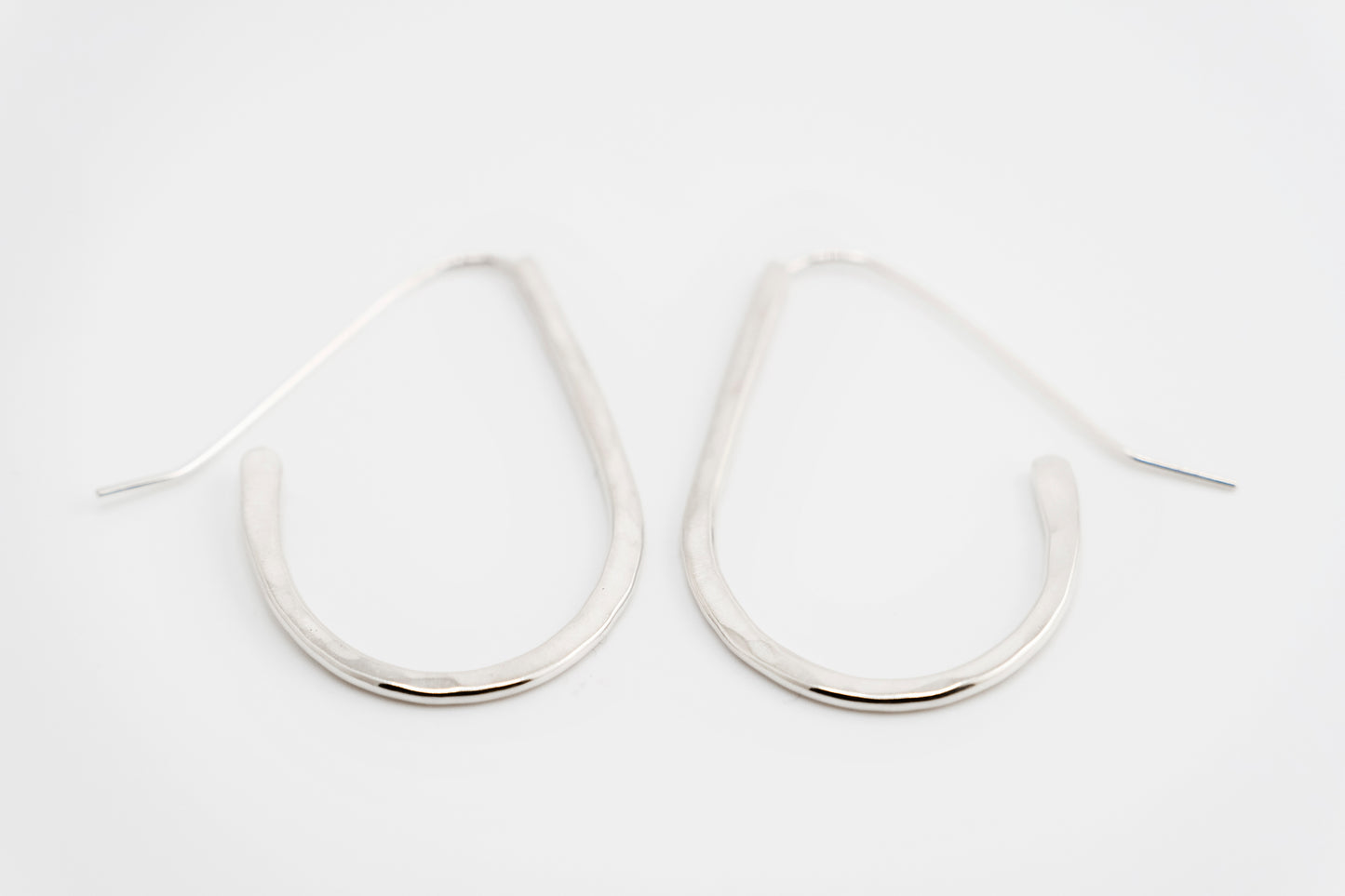 Earrings, Silver Teardrop Hoop Earrings {Hammered Sterling Silver}