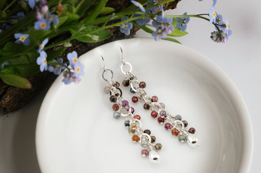 Earrings, Spinel Gemstone Waterfall Dangle Earrings