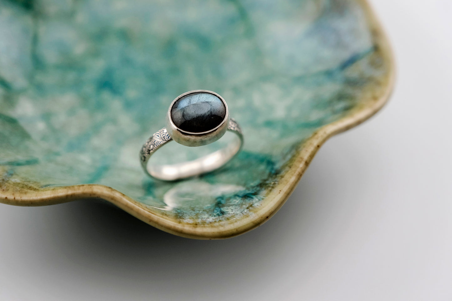 Gemstone Ring, Sterling Silver and Labradorite Cabochon