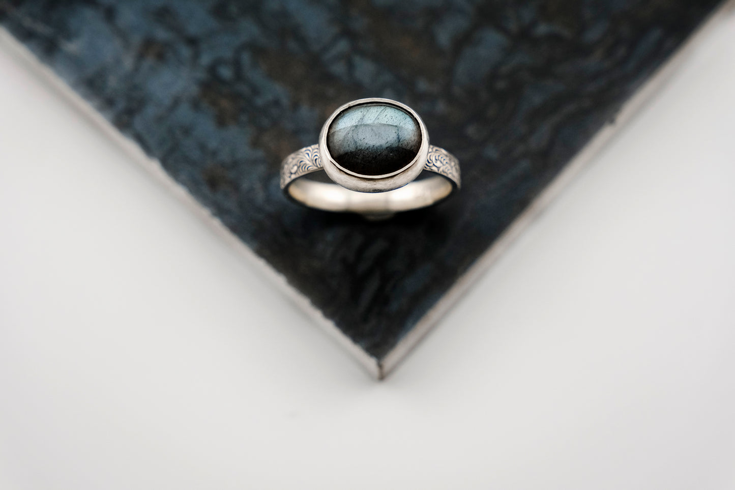 Gemstone Ring, Sterling Silver and Labradorite Cabochon