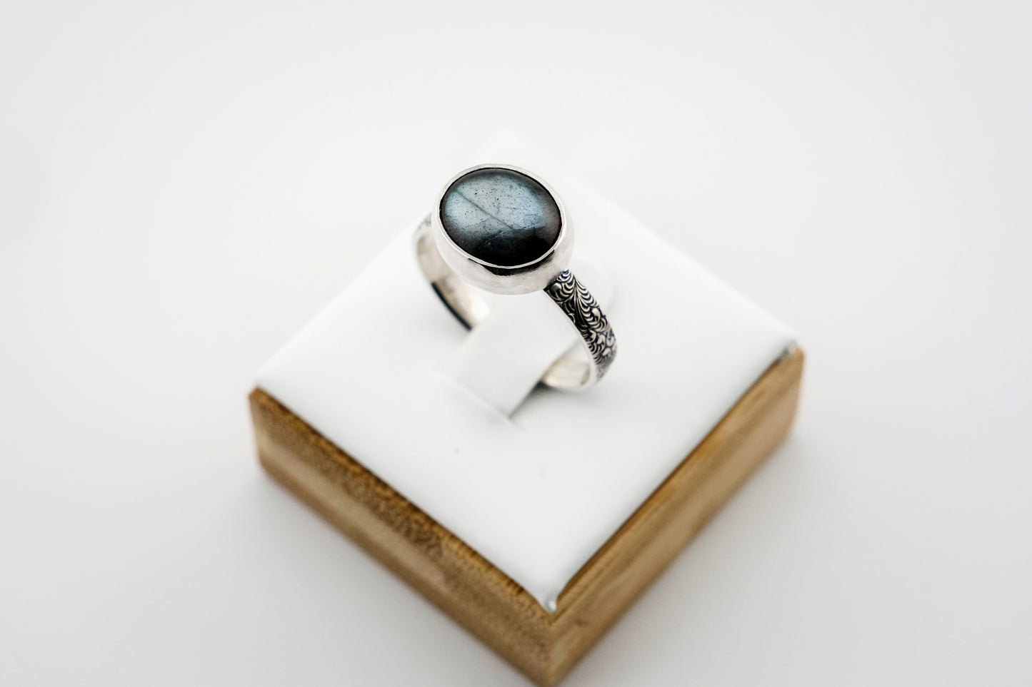 Gemstone Ring, Sterling Silver and Labradorite Cabochon