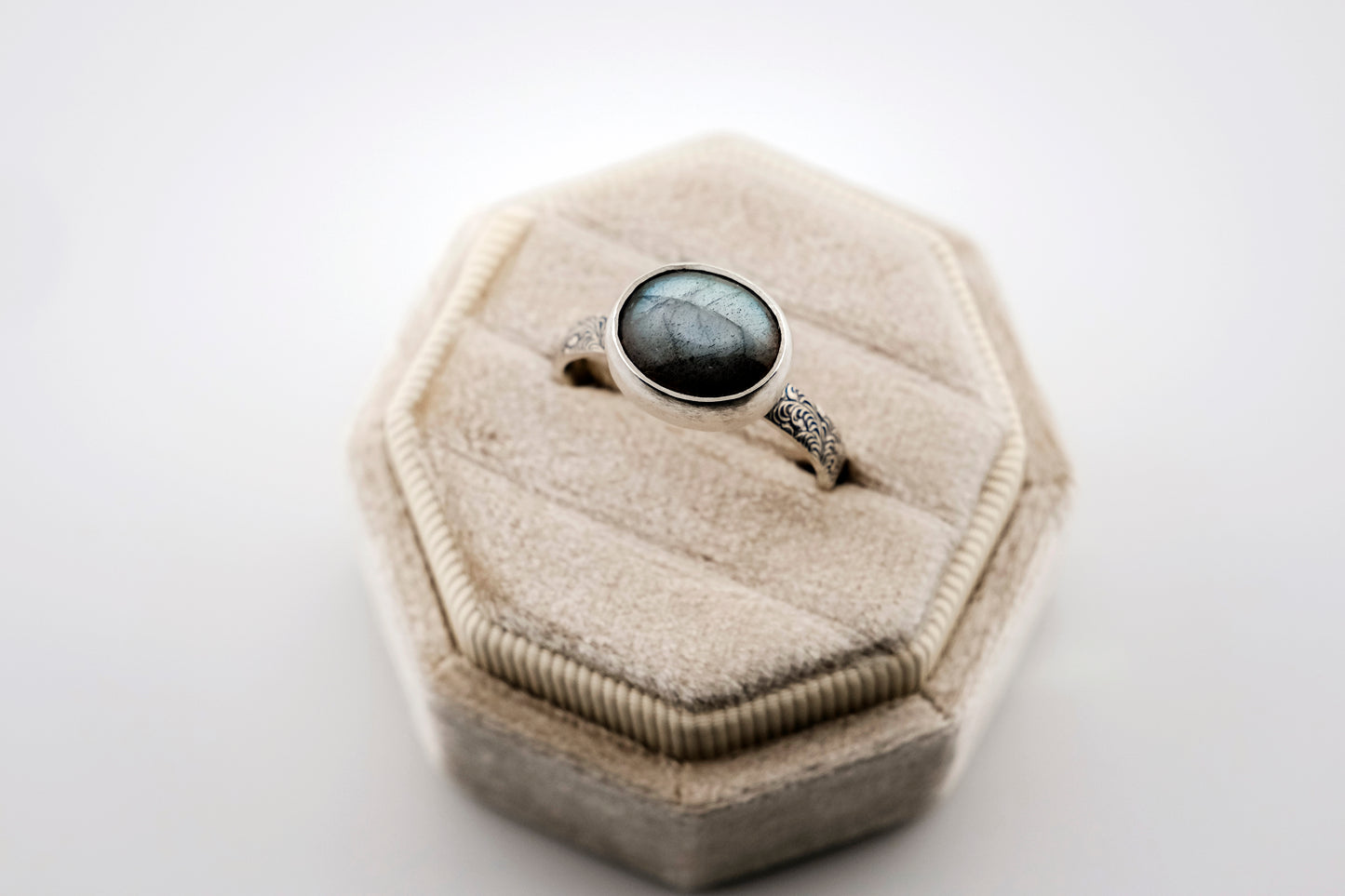 Gemstone Ring, Sterling Silver and Labradorite Cabochon