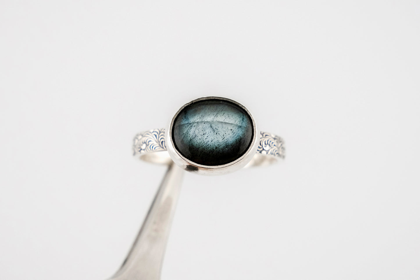 Gemstone Ring, Sterling Silver and Labradorite Cabochon