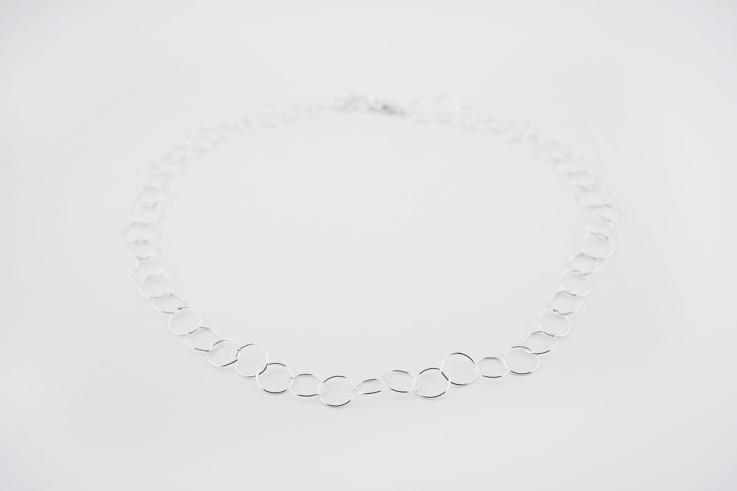 Necklace, Silver Large Chain Minimalist Layering Necklace with Scroll Clasp Detail