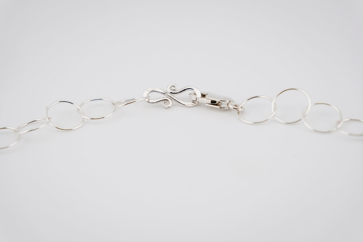 Necklace, Silver Large Chain Minimalist Layering Necklace with Scroll Clasp Detail