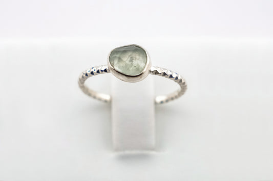Gemstone Ring, Sterling Silver and Rose Cut Prehnite