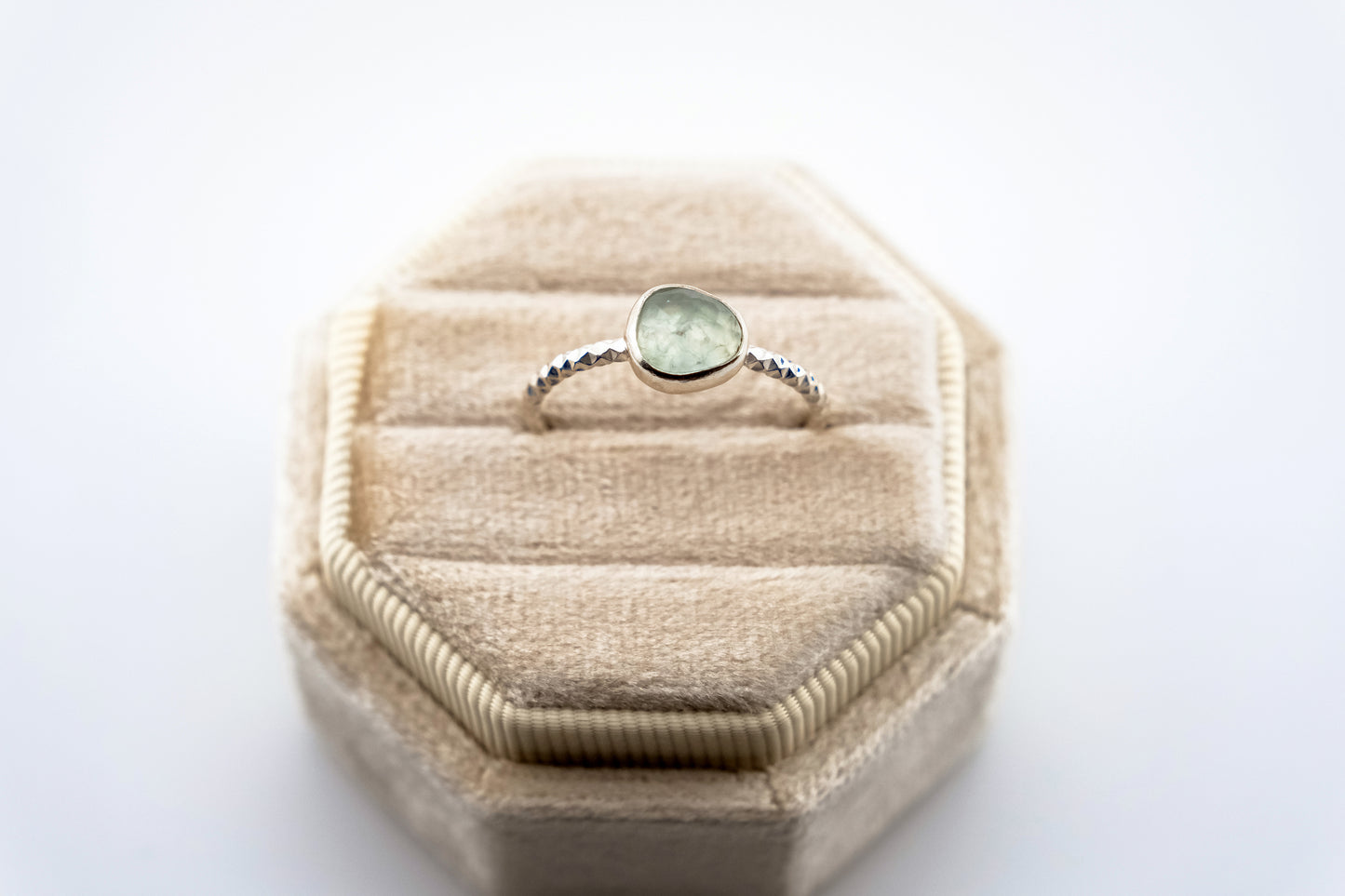 Gemstone Ring, Sterling Silver and Rose Cut Prehnite