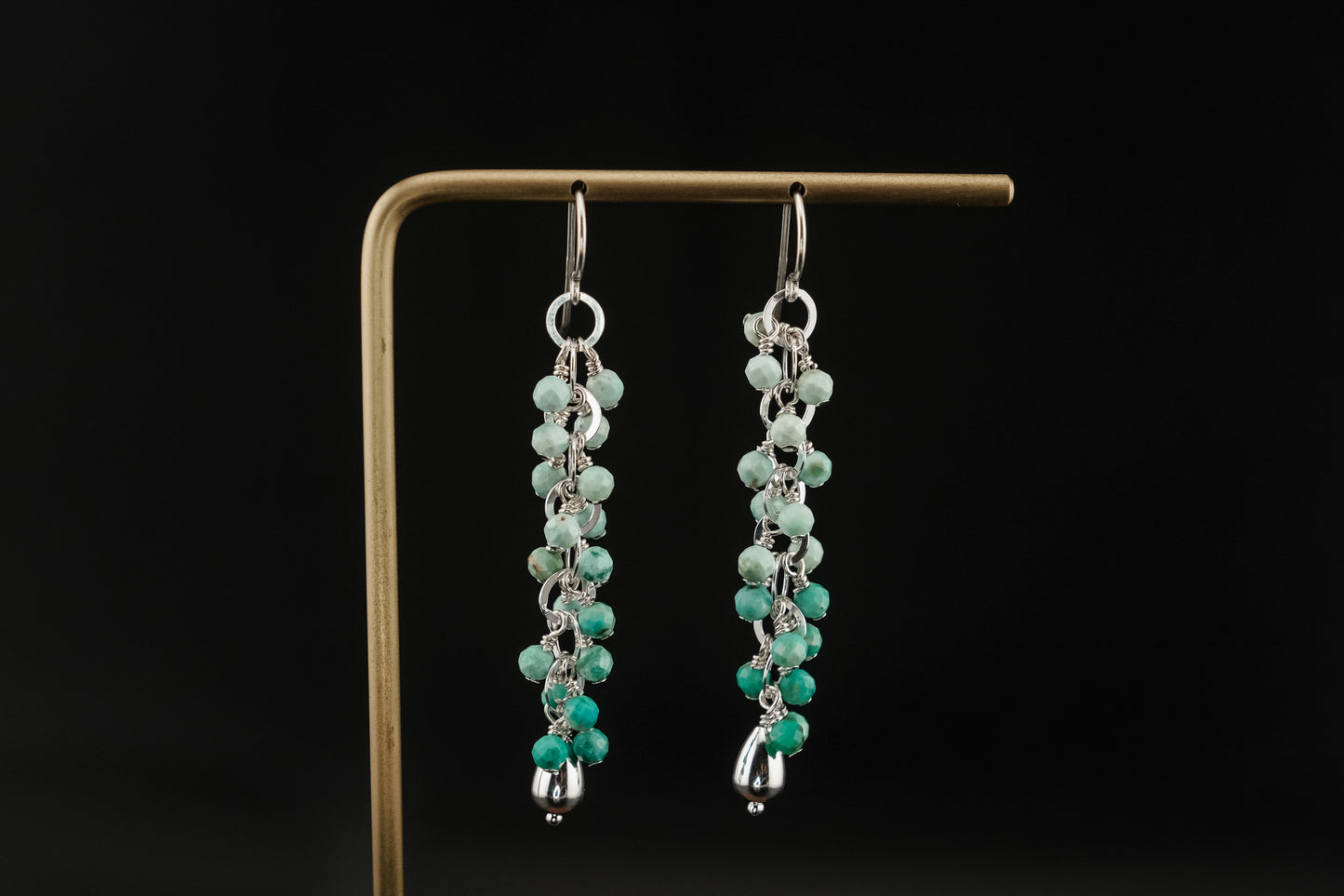 Earrings, Peruvian Turquoise Waterfall Dangle Earrings