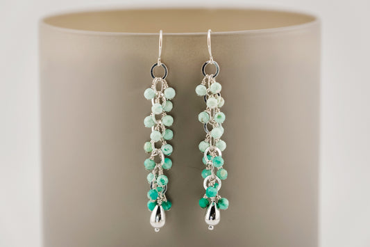 Earrings, Peruvian Turquoise Waterfall Dangle Earrings