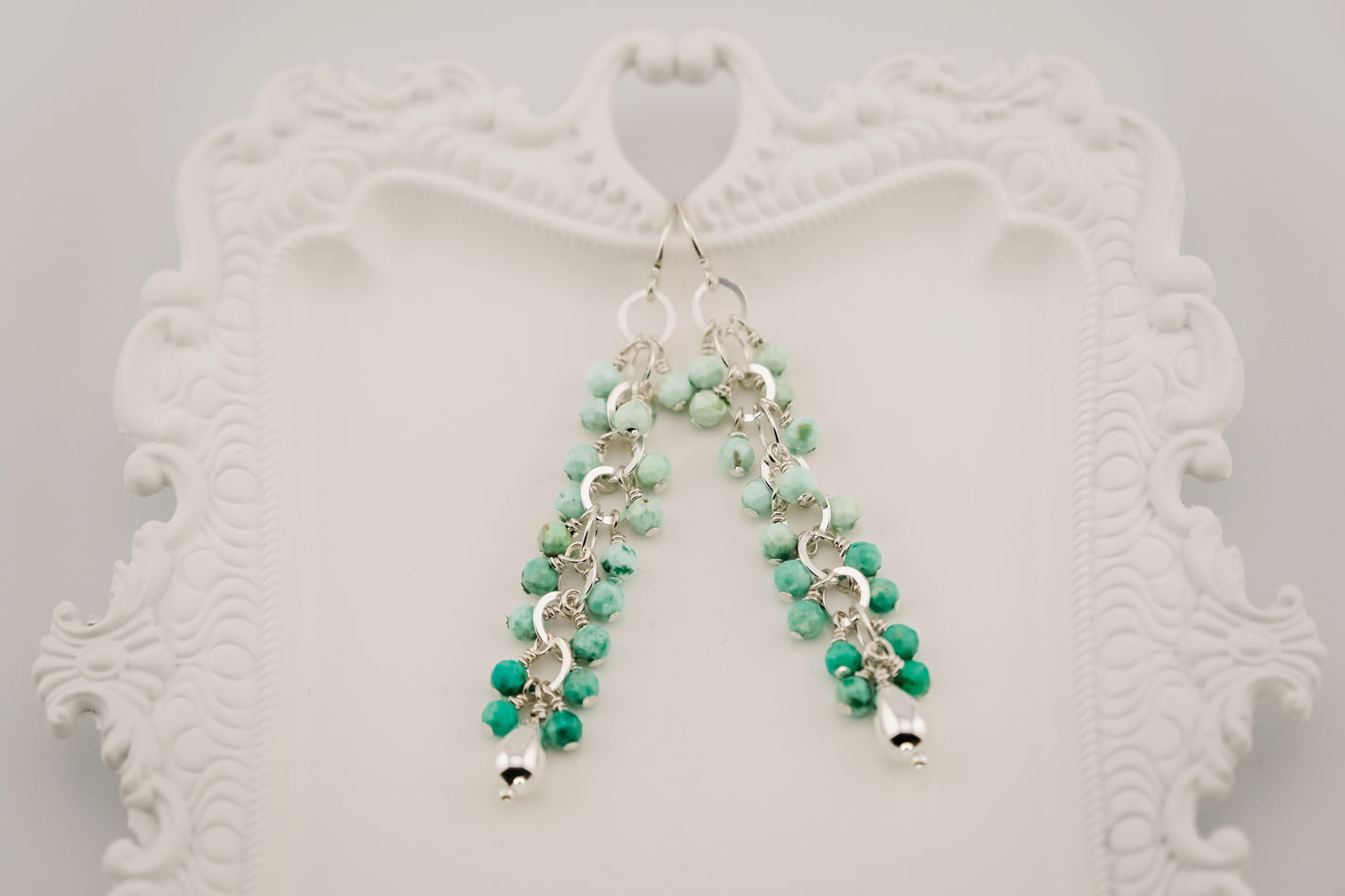 Earrings, Peruvian Turquoise Waterfall Dangle Earrings