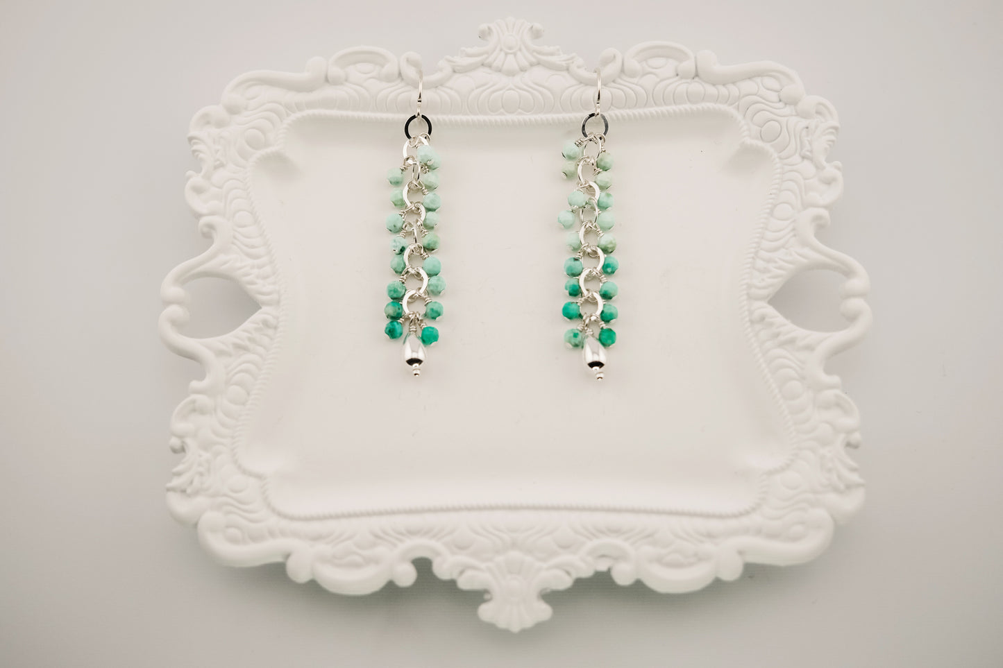 Earrings, Peruvian Turquoise Waterfall Dangle Earrings