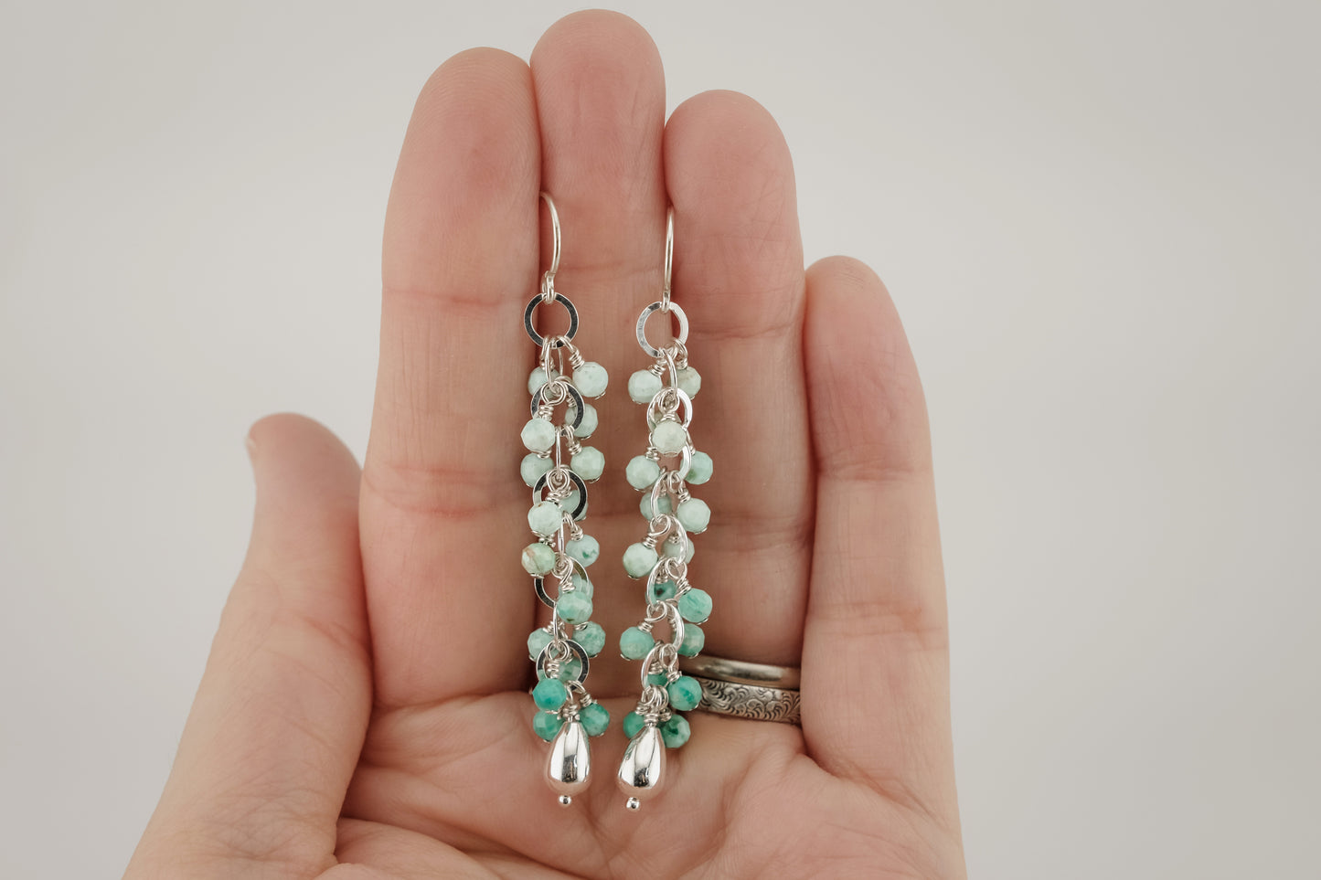 Earrings, Peruvian Turquoise Waterfall Dangle Earrings