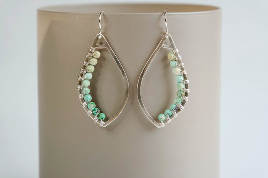 Earrings, Turquoise Wrapped Raindrop Earrings