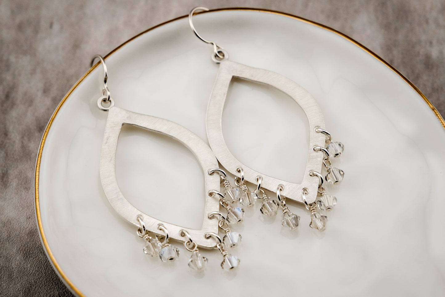 Earrings, Silver and Vintage Crystal Chandelier Earrings