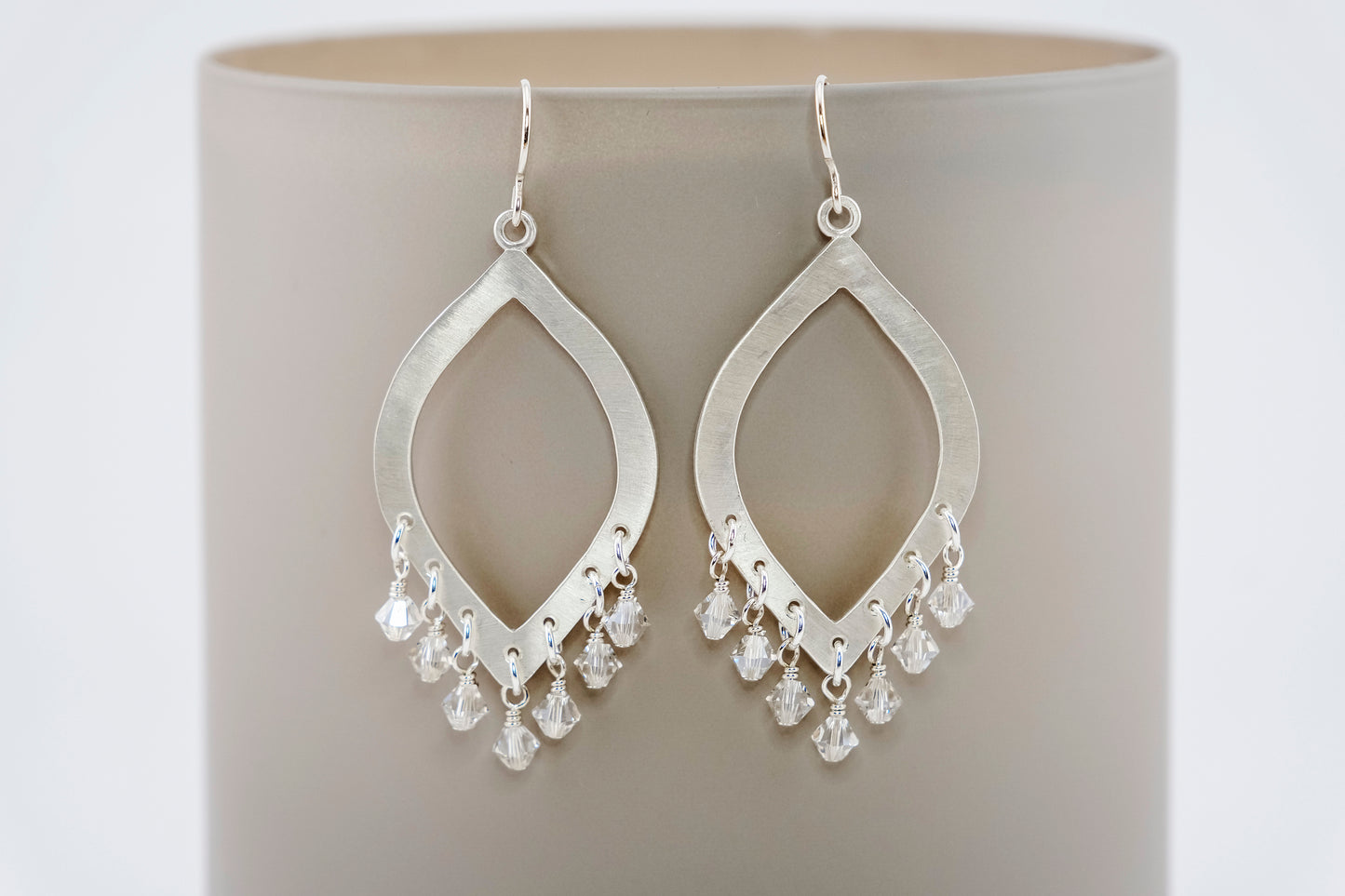 Earrings, Silver and Vintage Crystal Chandelier Earrings