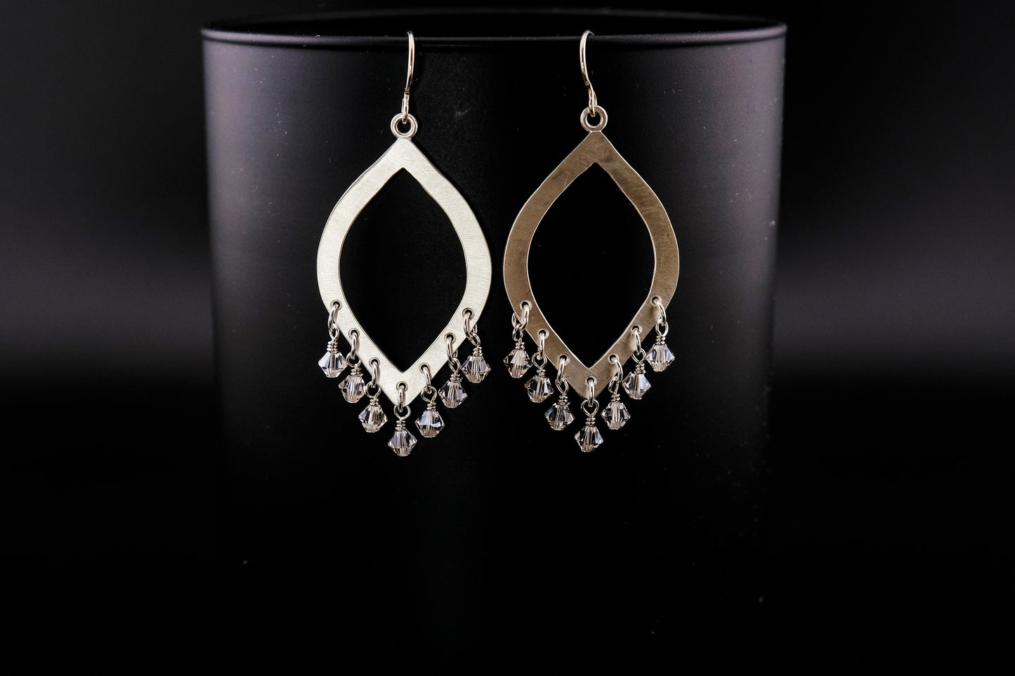 Earrings, Silver and Vintage Crystal Chandelier Earrings