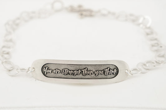 Bracelet, Embossed "You Are Stronger Than You Think" Sterling Word Bracelet