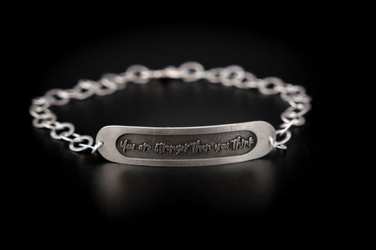 Bracelet, Embossed "You Are Stronger Than You Think" Sterling Word Bracelet